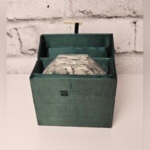 Marble Octagon Coasters Set of 4 w Box Green Stone 4"x4"